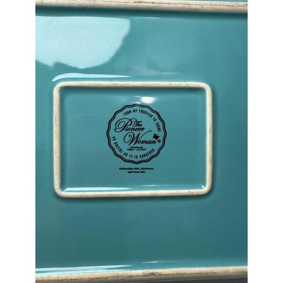 The Pioneer Woman Sweet Romance Blossoms Teal Mazie 2QT Rectangle Baking Dish - Picture 4 of 5